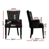 Artiss Cayes French Provincial Velvet Dining Chairs — Black, Set of 2 — Allure Home Collections