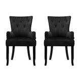 Artiss Cayes French Provincial Velvet Dining Chairs — Black, Set of 2 — Allure Home Collections