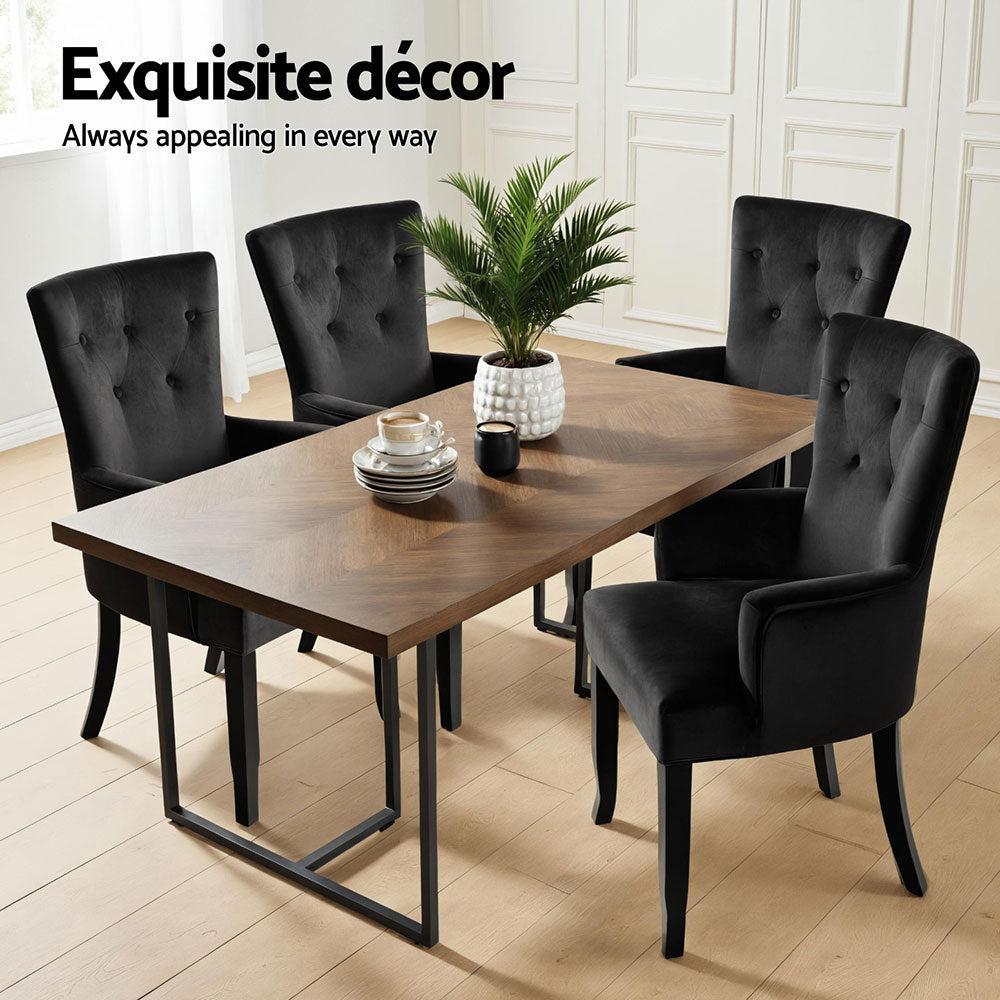 Artiss Cayes French Provincial Velvet Dining Chairs — Black, Set of 2 — Allure Home Collections