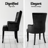 Artiss Cayes French Provincial Velvet Dining Chairs — Black, Set of 2 — Allure Home Collections