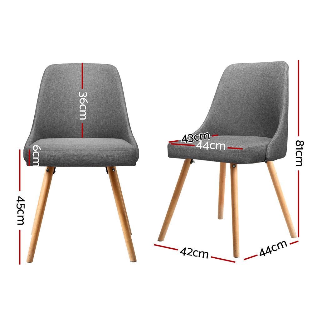 Artiss Grey Fabric Retro-Modern Dining Chairs — Set of 4 — Allure Home Collections