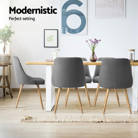 Artiss Grey Fabric Retro-Modern Dining Chairs — Set of 4 — Allure Home Collections