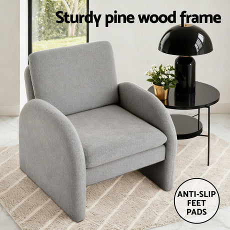 Juno Tub Boucle Armchair, Grey, view 5