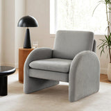 Hazelbrook grey boucle accent chair in a modern living room