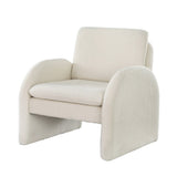 Hazelbrook white boucle accent chair in a modern living room