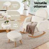 Boucle Rocking Chair with Ottoman - Elegant White Design
