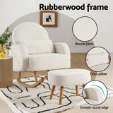 Boucle Rocking Chair with Ottoman - Elegant White Design