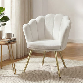 Clarence white teddy fleece accent chair in a modern living room