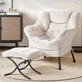Woodford white velvet accent chair in a modern living room