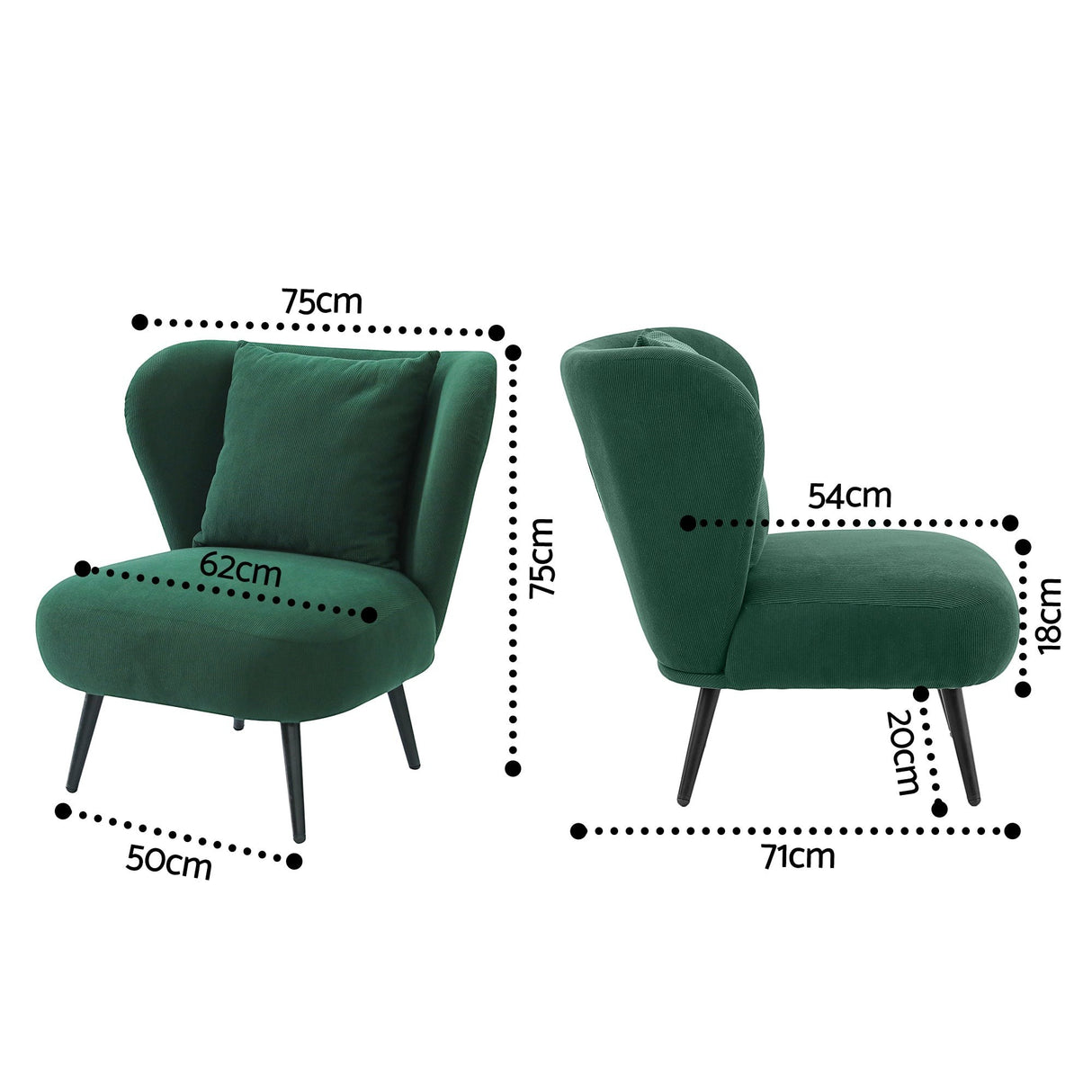 Hartley Wingback Chair, Green