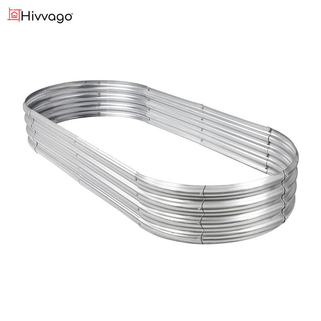 Hivvago Raised Garden Bed – Galvanized Steel Planter Box with Open Base, Silver