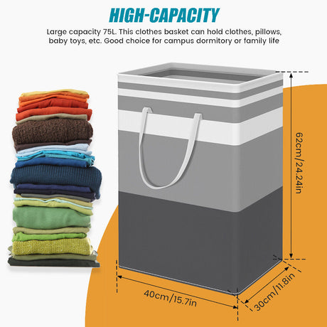 Hivvago 2-Pack Large Waterproof Laundry Baskets with Handles