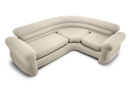 Pals Beige inflatable corner sofa in a modern living room