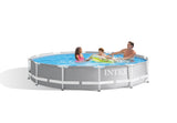 Round above ground metal frame swimming pool with filter pump