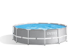 Round above ground frame swimming pool with safety ladder and filter pump
