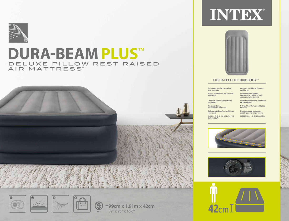 Bighorn Single Air Mattress, Pillow Rest Raised 42cm