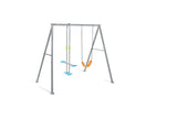 Two feature glider swing set outdoors