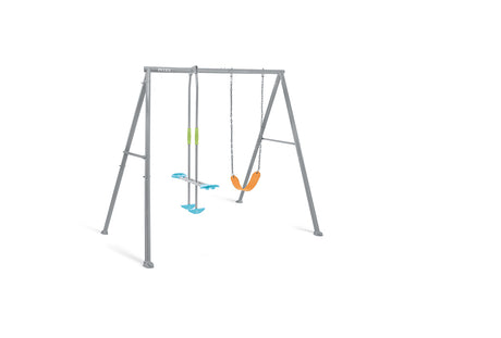 Two feature glider swing set outdoors