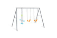 Three feature swing set with glider and two swings