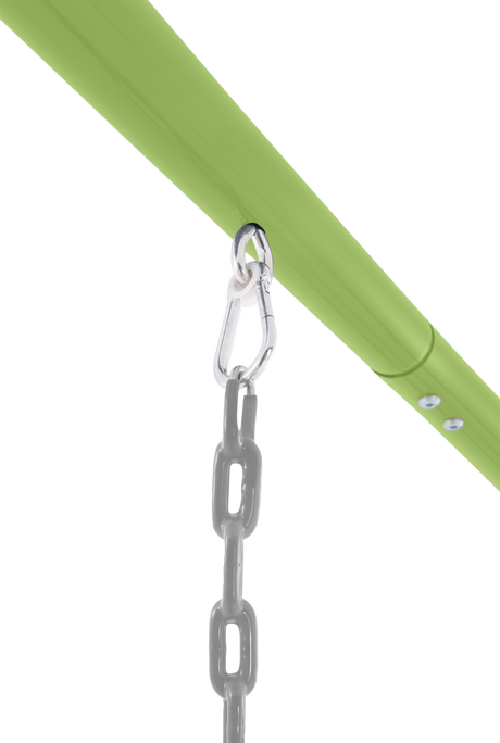 Saucer swing rope and frame connection