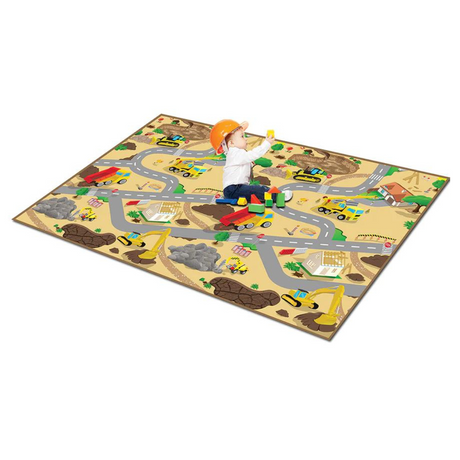 Construction design kids play mat with toy cars