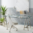 Venus Stainless Steel and Tempered Glass Office Desk — Allure Home Collections