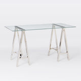 Venus Stainless Steel and Tempered Glass Office Desk — Allure Home Collections