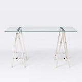 Venus Stainless Steel and Tempered Glass Office Desk — Allure Home Collections
