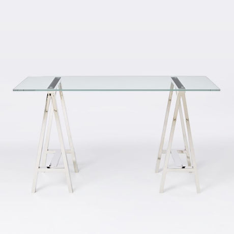 Venus Stainless Steel and Tempered Glass Office Desk — Allure Home Collections