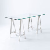 Venus Stainless Steel and Tempered Glass Office Desk — Allure Home Collections