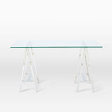 Venus Stainless Steel and Tempered Glass Office Desk — Allure Home Collections