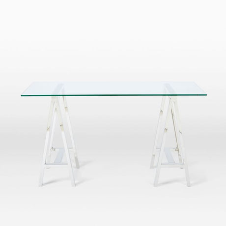 Venus Stainless Steel and Tempered Glass Office Desk — Allure Home Collections