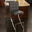 Pandora bonded leather and steel bar stool in black — contemporary counter seating — Allure Home Collections