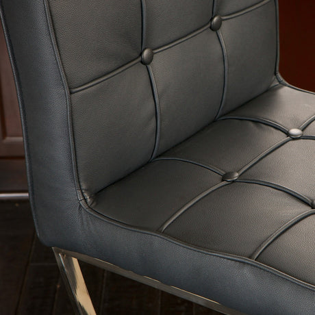 Side profile of Pandora black bar stool showing steel frame — Allure Home Collections