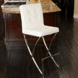Pandora bonded leather and steel bar stool in white — elegant counter seating — Allure Home Collections