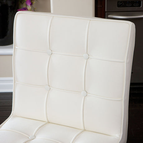 Pandora white leather bar stool at kitchen island — Allure Home Collections