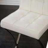 Side profile of Pandora white bar stool showing steel frame — Allure Home Collections