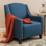 Camden Linen Fabric Club Chair with Nailhead Trim Allure Home Collections