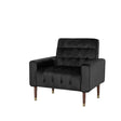 Cahills black velvet accent chair in a modern living room