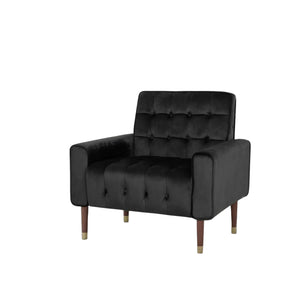 Cahills black velvet accent chair in a modern living room