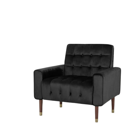 Cahills black velvet accent chair in a modern living room