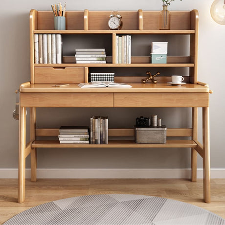 Ave Solid Wood Pink Study Desk with Drawers