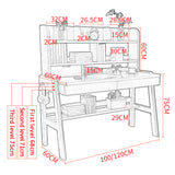 Ave Solid Wood Pink Study Desk with Drawers