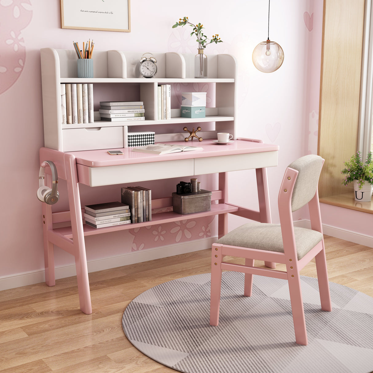 Ave Solid Wood Study Desk with Shelf