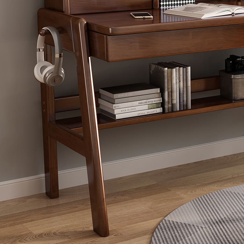 Ave Solid Wood Study Desk - Walnut Finish
