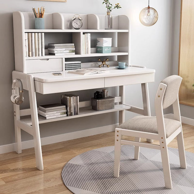 Ave Solid Wood Study Desk with Bookcase