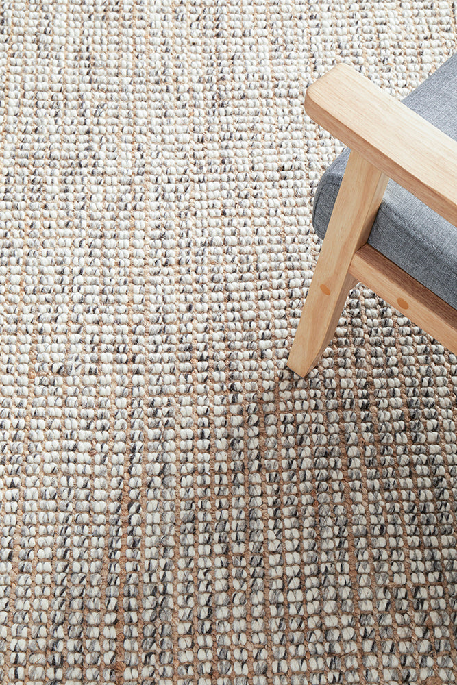 Arabella Grey Hand-Loomed Wool and Jute Area Rug — Scandinavian Natural — Allure Home Collections