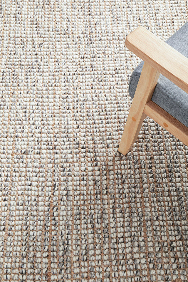 Arabella Grey Hand-Loomed Wool and Jute Area Rug — Scandinavian Natural — Allure Home Collections