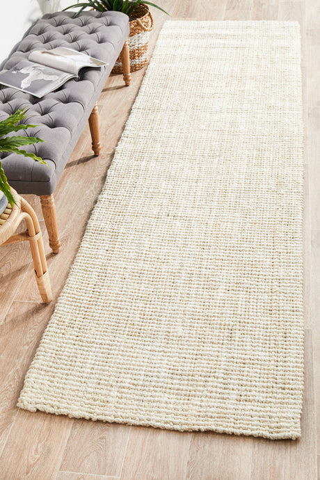 Atrium Barker Bleach Jute Hallway Runner — 100% Natural Jute, Hand-Loomed India — Allure Home Collections