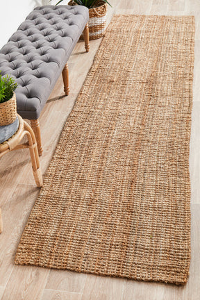 Hand Loomed Jute Floor Runner Rug Natural 400 x 80cm